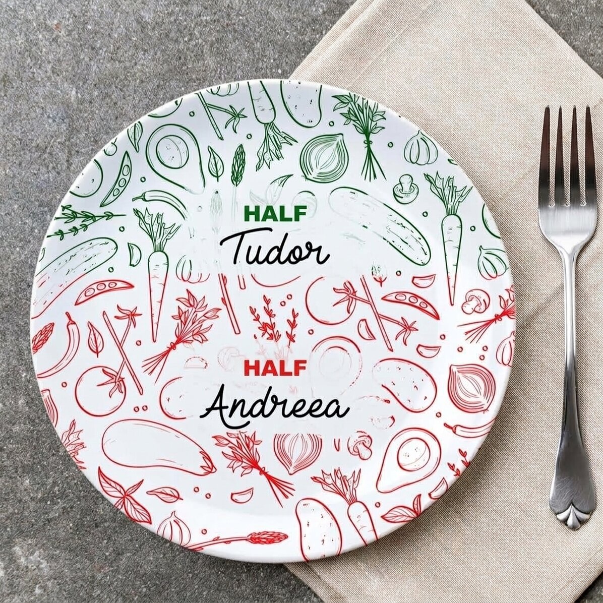 Plato personalizado con texto - A medias