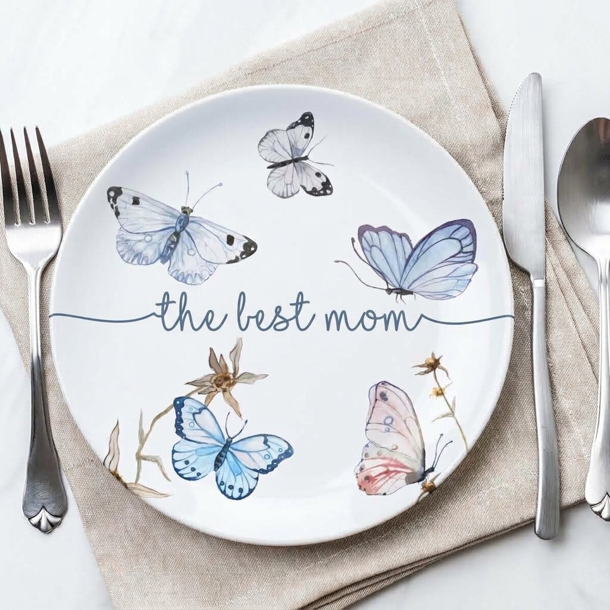 Plato personalizado con texto - Mariposas