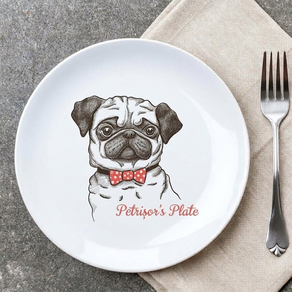Plato personalizado con texto - Pug life