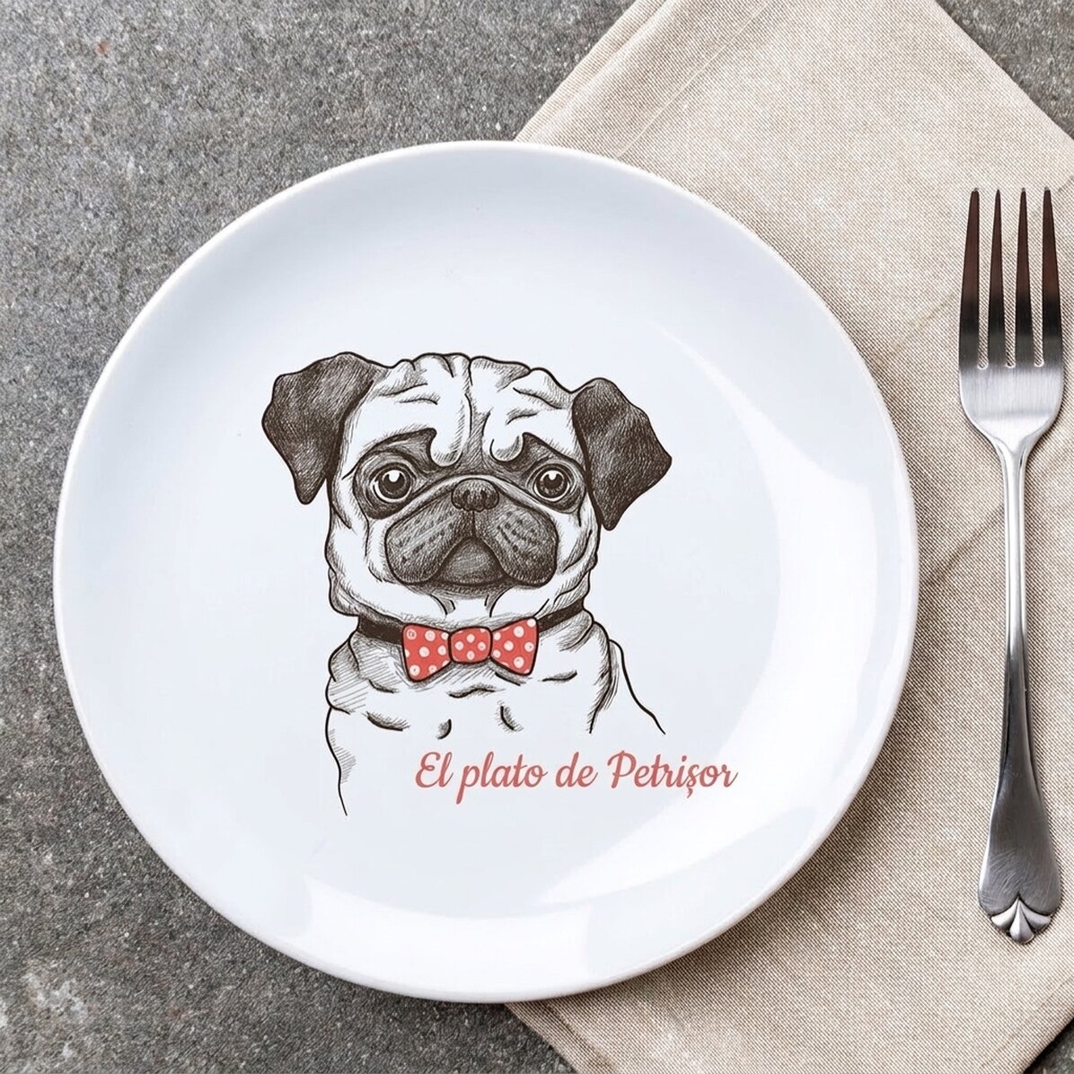 Plato personalizado con texto - Pug life