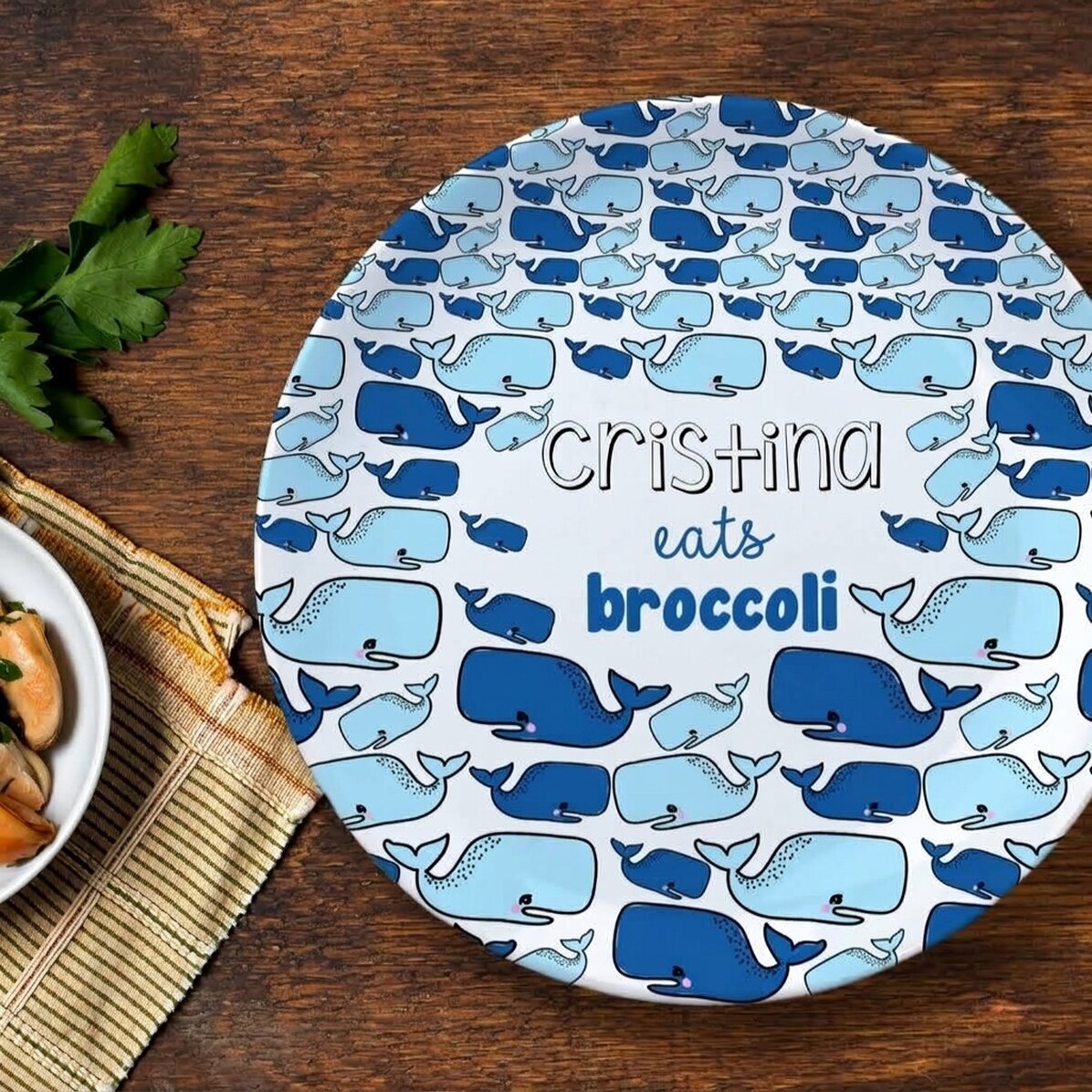 Plato personalizado con texto - Ballena