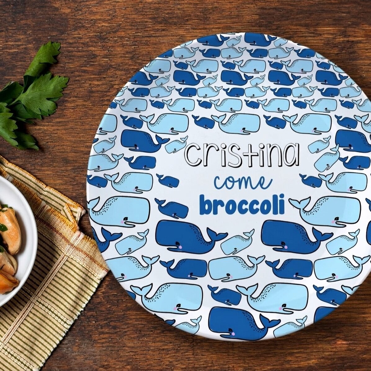 Plato personalizado con texto - Ballena