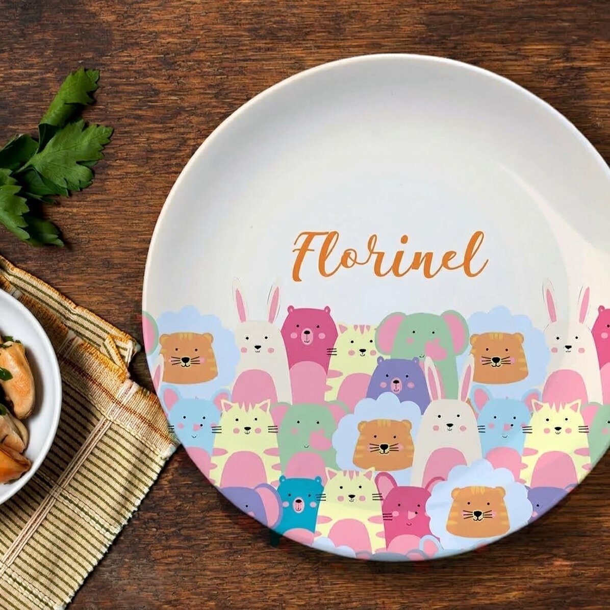 Plato personalizado con texto - Animalitos