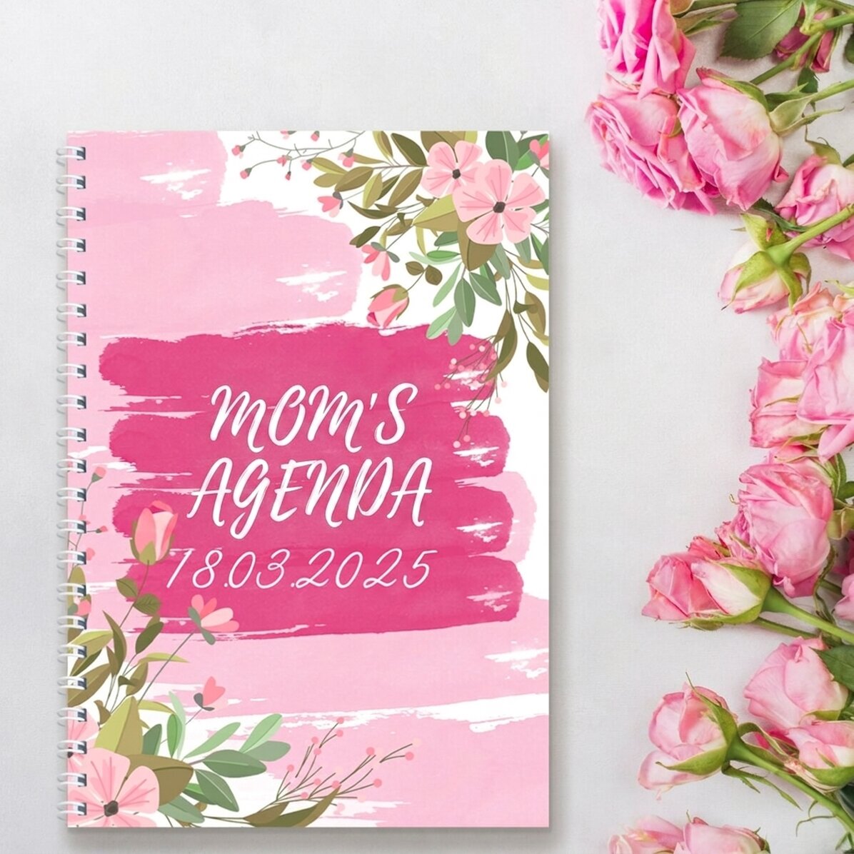 Cuaderno personalizado con flores - La agenda de mamá
