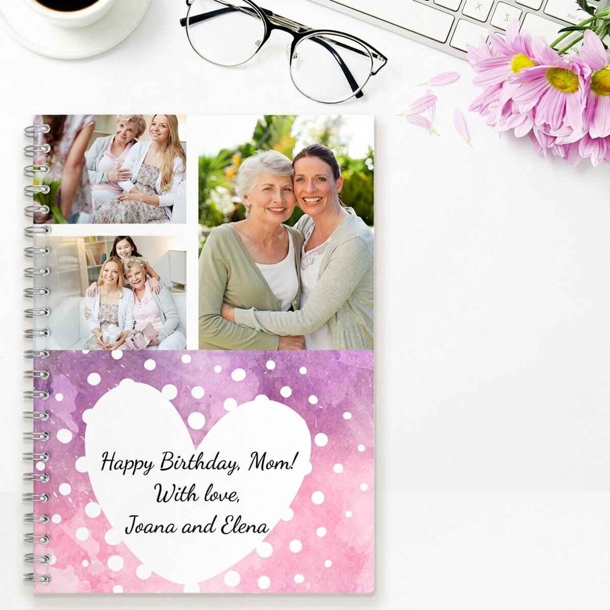 Cuaderno personalizado con 3 fotos y texto