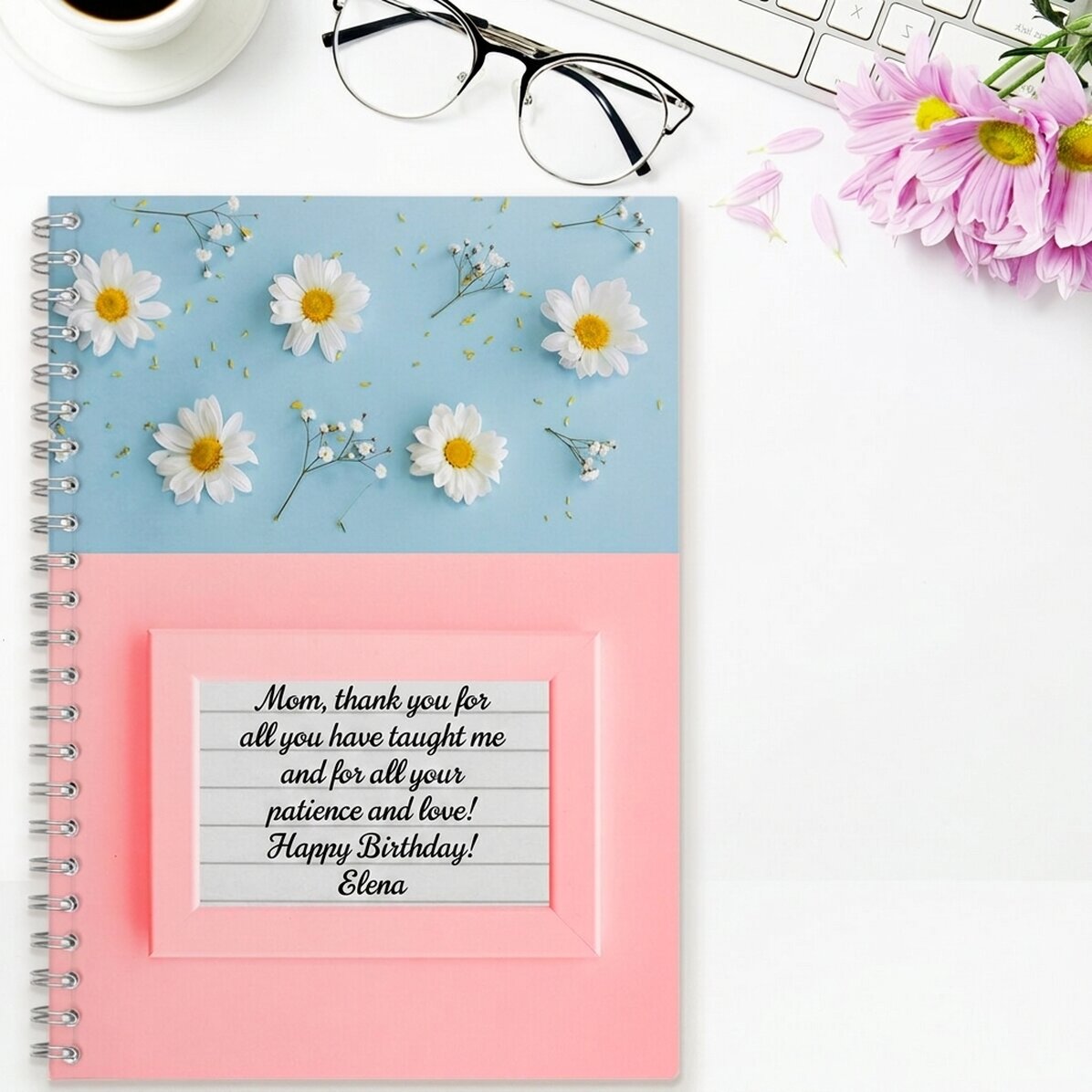 Cuaderno personalizado con texto - Daisies