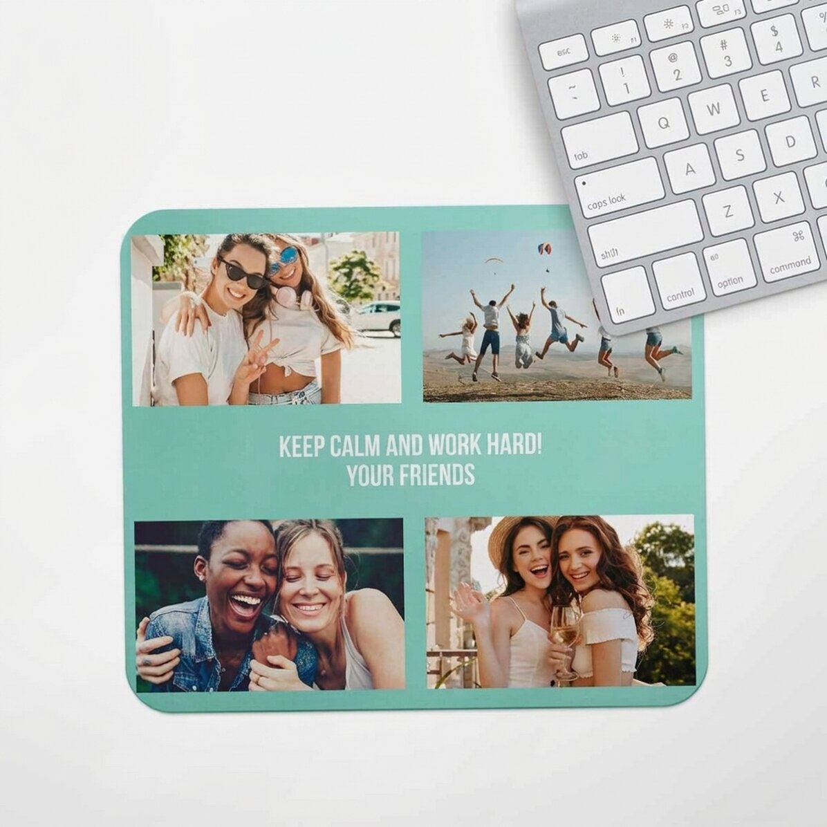 Alfombrilla de ratón personalizada con 4 fotos y texto