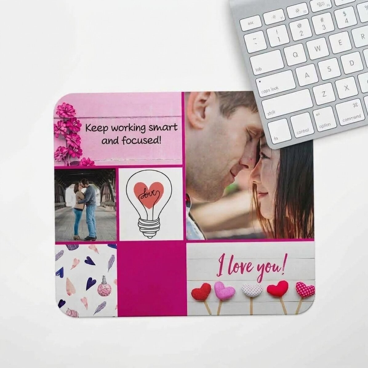 Alfombrilla de ratón personalizada con texto y foto - Love