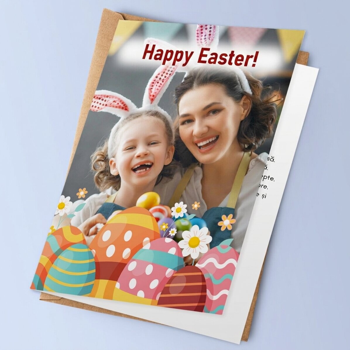 Tarjeta de felicitación personalizada con foto: ¡Feliz Pascua!