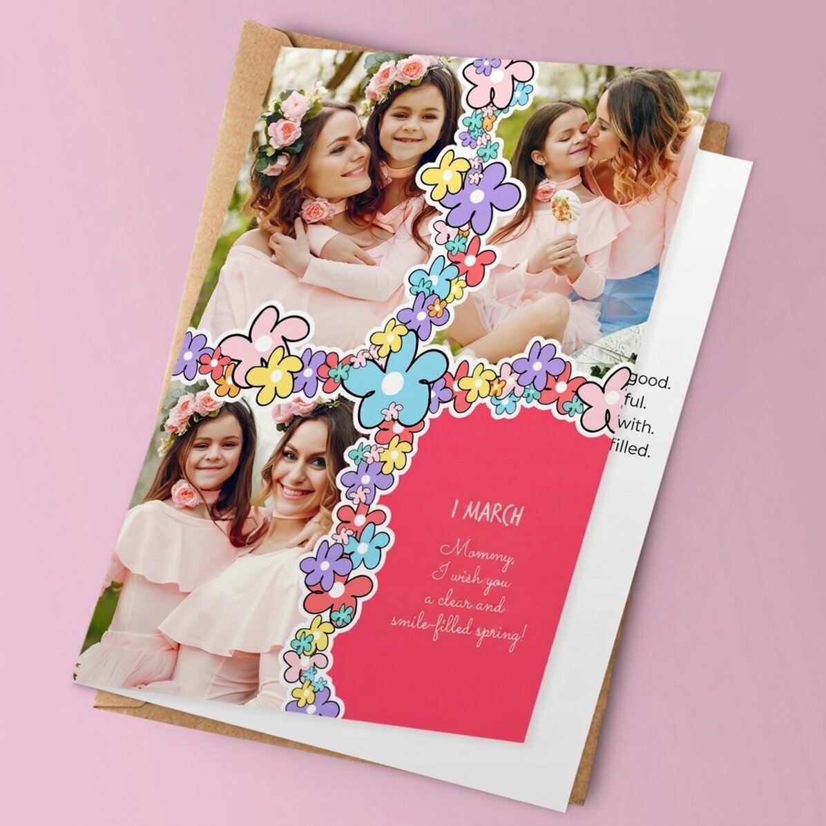 Tarjeta de felicitación personalizada con 3 fotos y texto