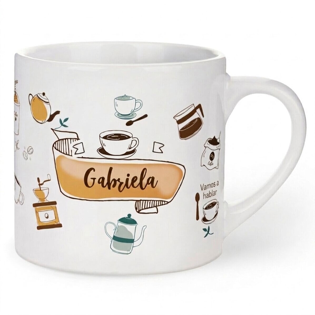 Taza de café espresso personalizada con texto: «La vida empieza después del café»