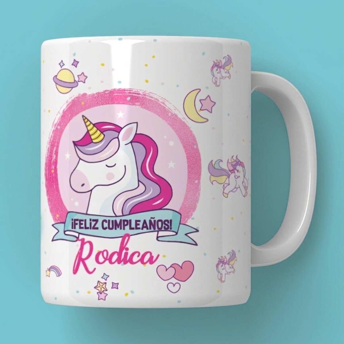 Taza personalizada con texto - Unicornios