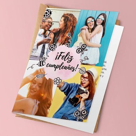 Tarjeta de felicitación personalizada con 4 fotos