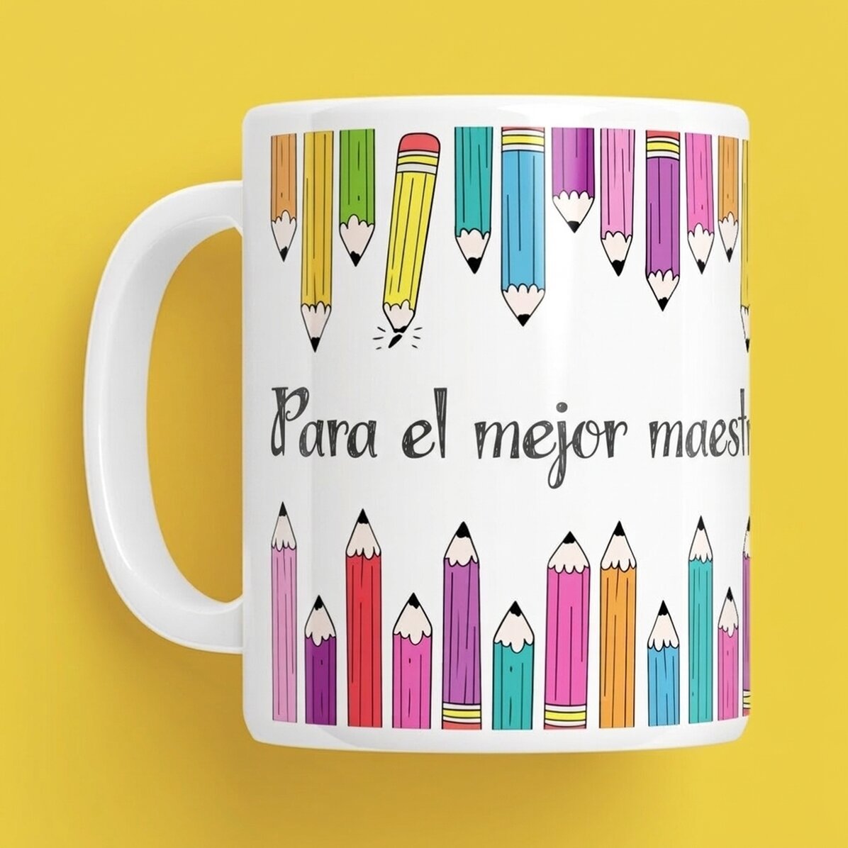 Taza personalizada con texto - Lápices de colores