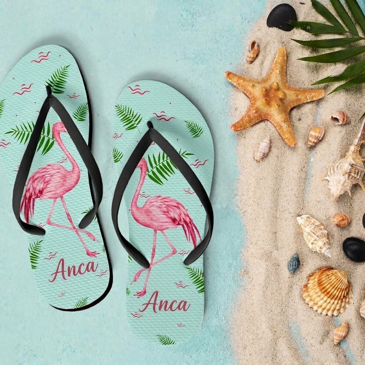 Chanclas personalizadas para niños con texto - Flamingo