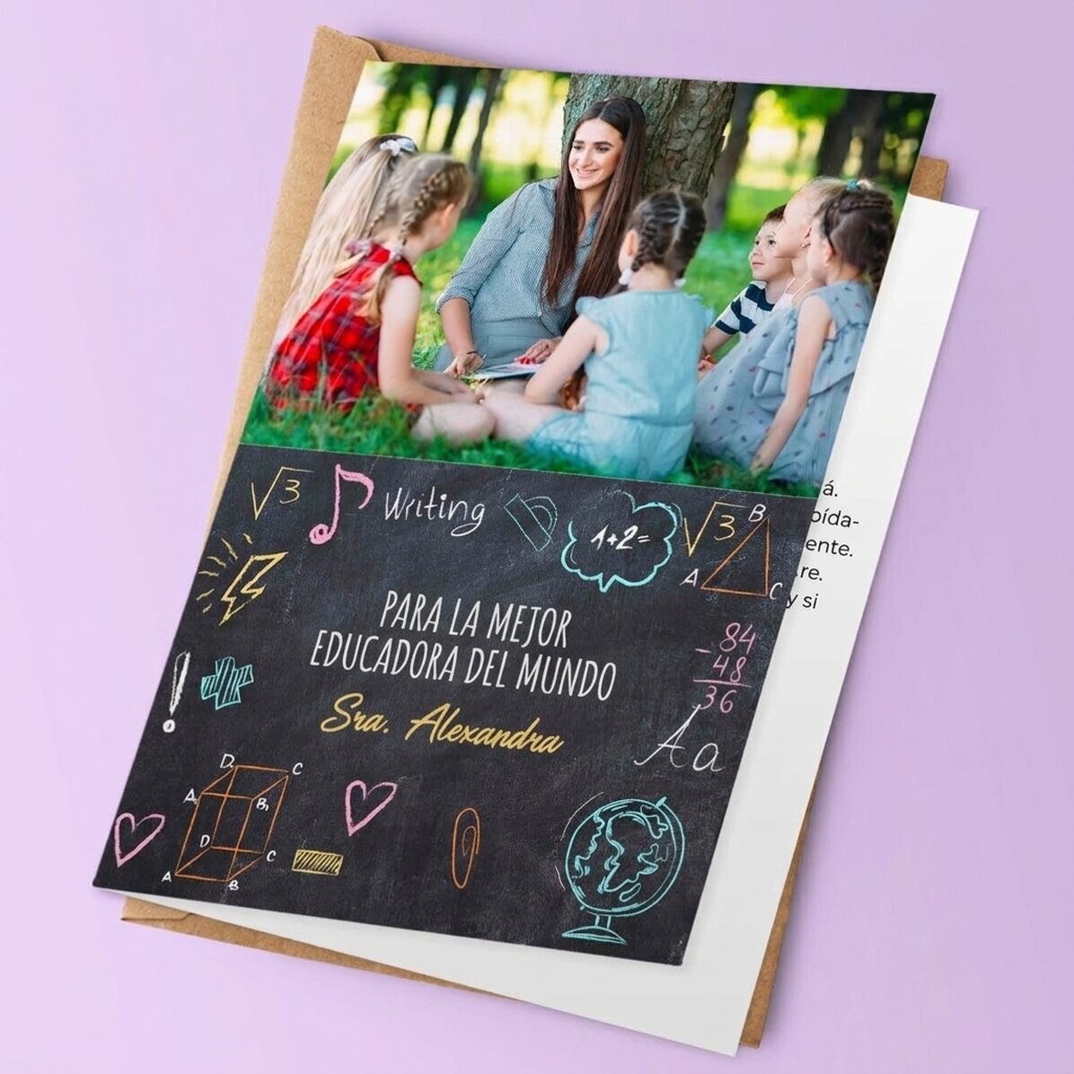 Tarjeta de felicitación personalizada con foto y texto - Para profesores