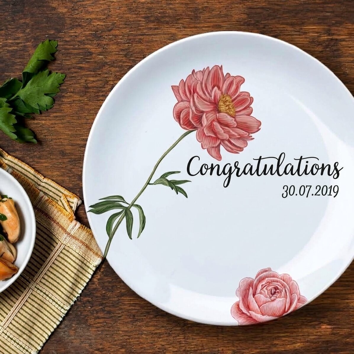 Plato personalizado con texto - Boda
