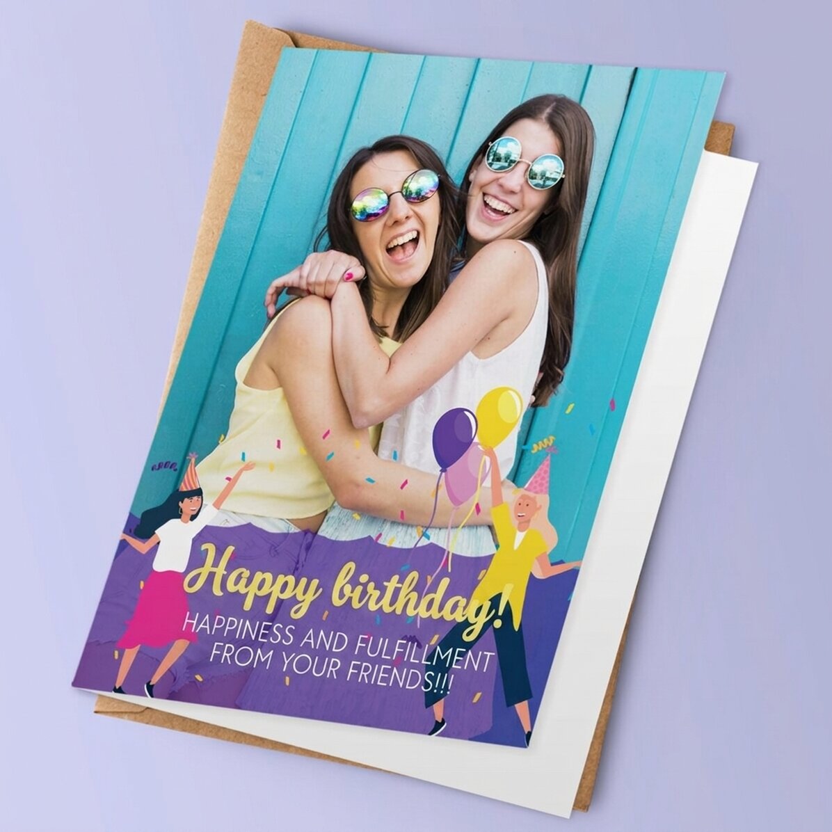 Tarjeta de felicitación personalizada con foto y texto: ¡Feliz cumpleaños!