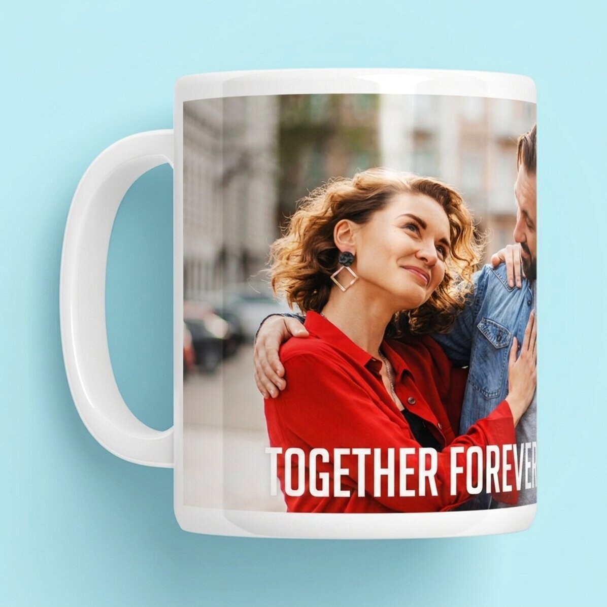 Taza personalizada con una foto en formato horizontal y texto