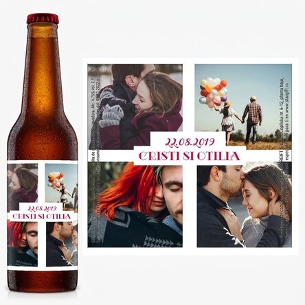 Cerveza personalizada con 4 fotos y texto - Love