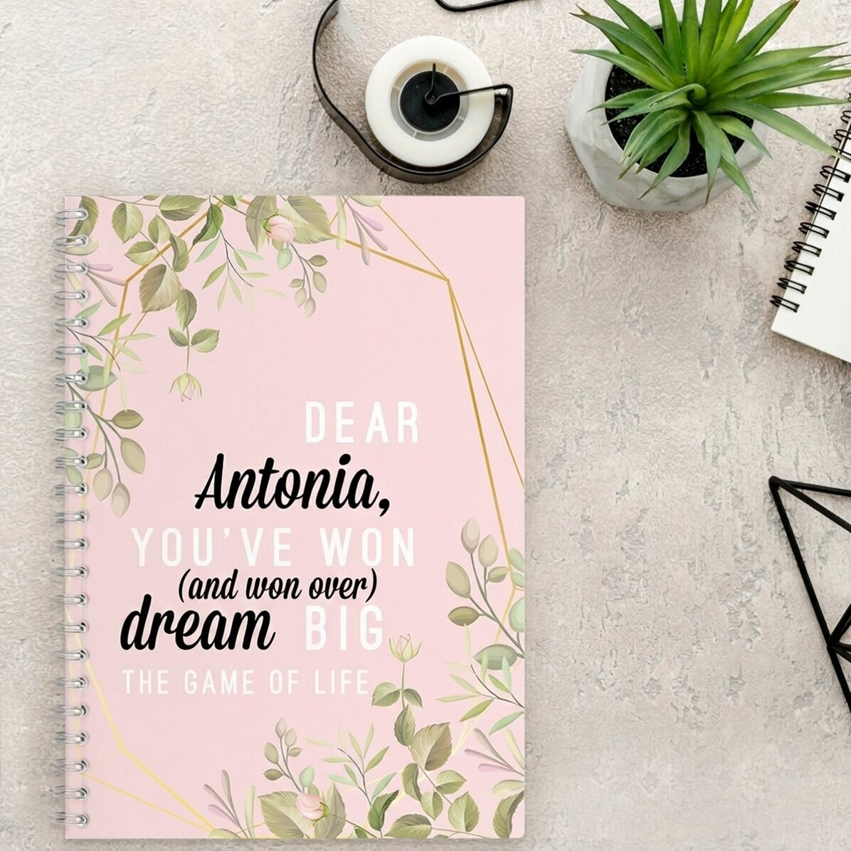 Cuaderno personalizado con motivos florales «Dear Antonia»
