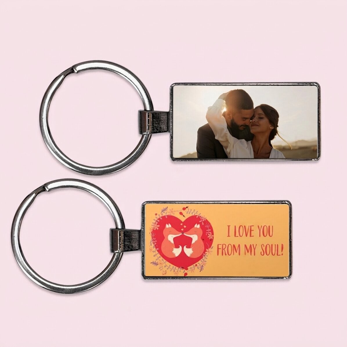 Llavero personalizado con una foto y un texto - Vulpite