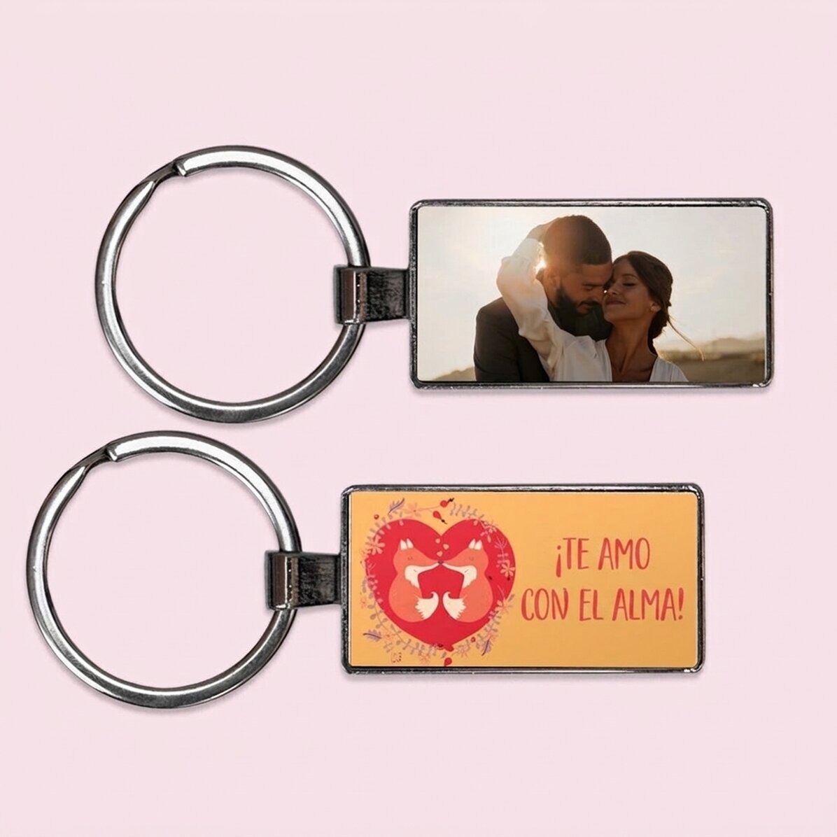 Llavero personalizado con una foto y un texto - Vulpite