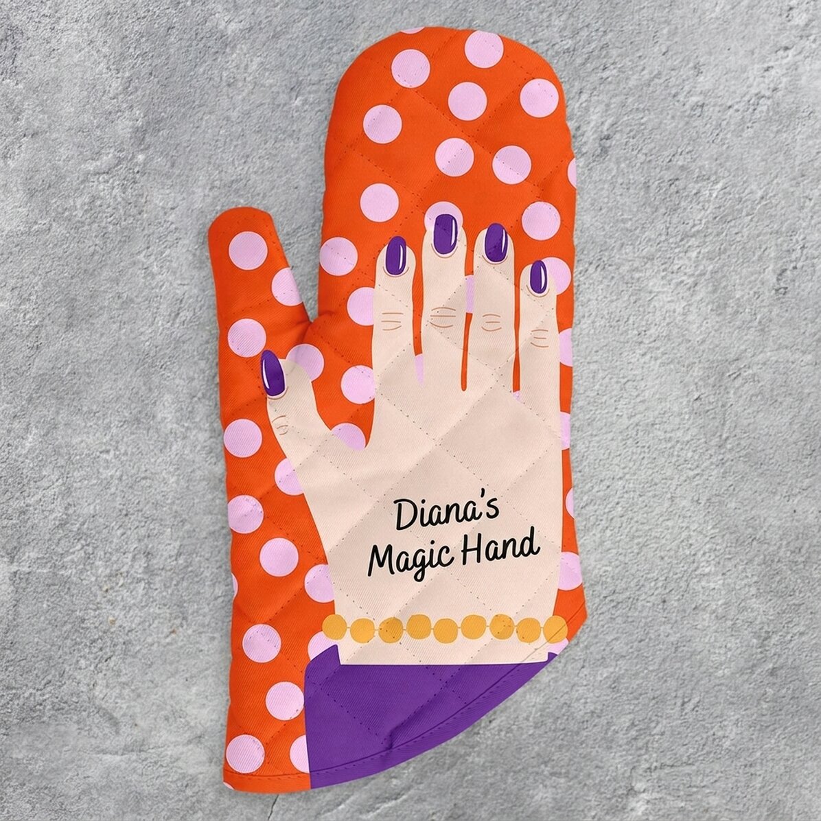 Manopla de cocina personalizada con texto - Modelo «mano»
