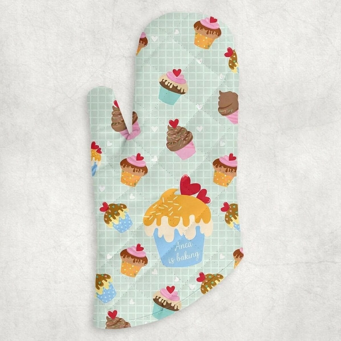 Manopla de cocina personalizada con texto - Cupcake