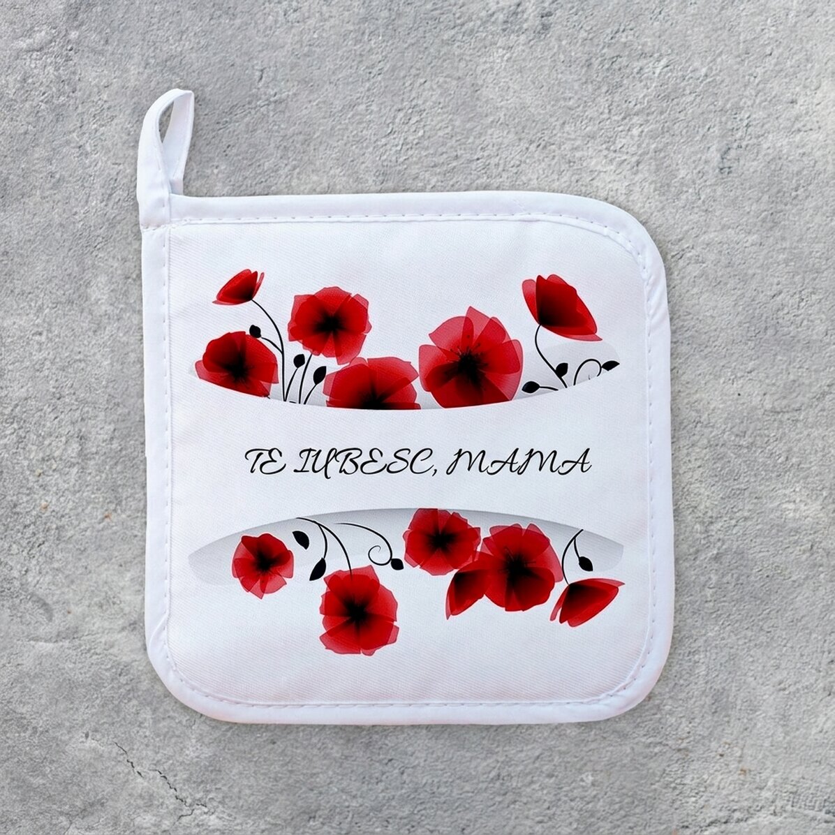 Soporte para ollas calientes personalizado con el texto «Love mom»