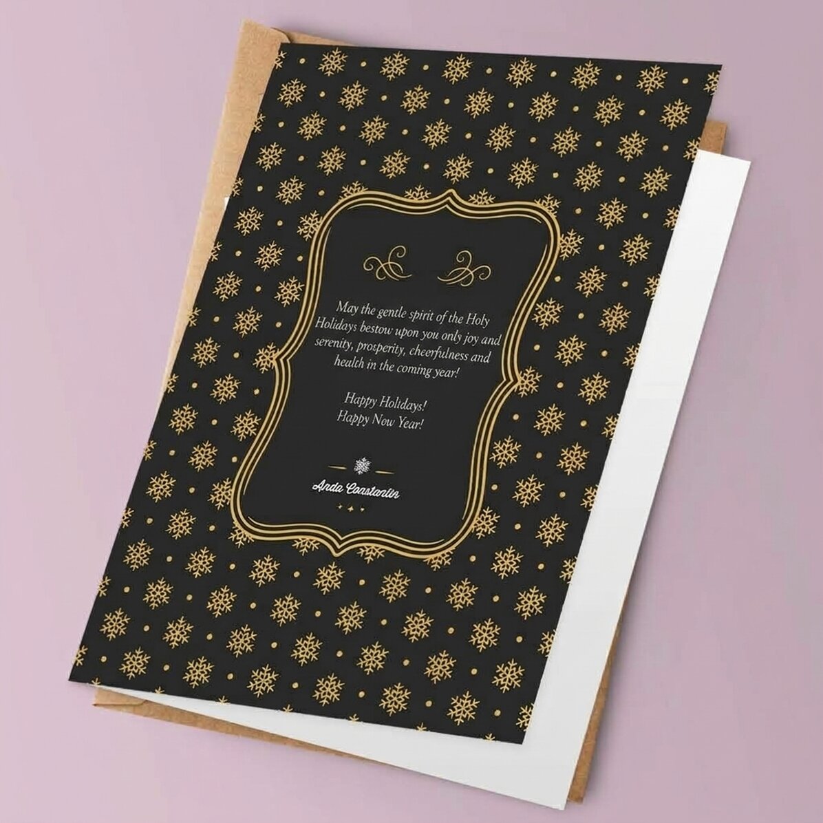 Tarjeta de felicitación personalizada - Modelo «Copos de nieve»