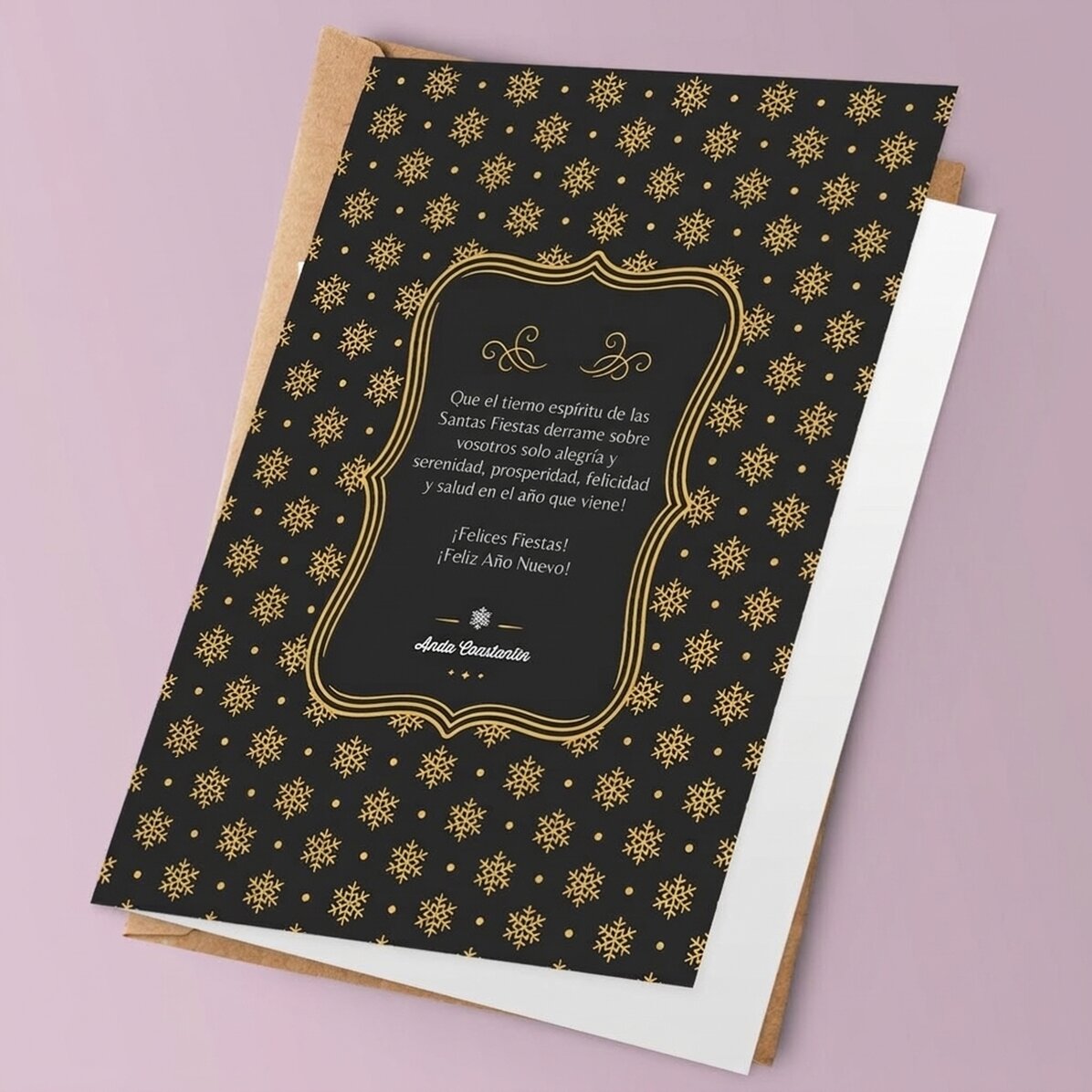 Tarjeta de felicitación personalizada - Modelo «Copos de nieve»