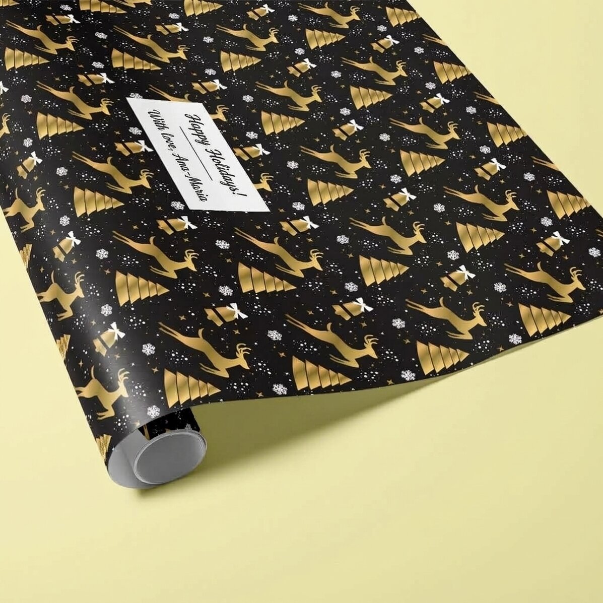 Papel de regalo personalizado con texto enmarcado - diseño navideño