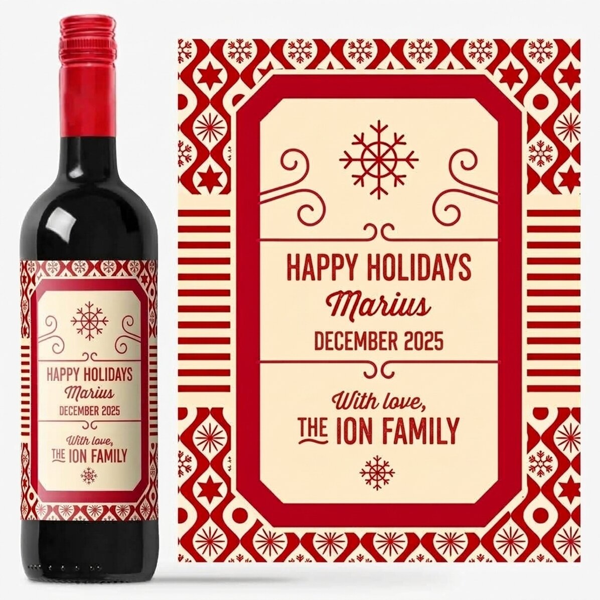 Vino personalizado con texto - Modelo de Navidad
