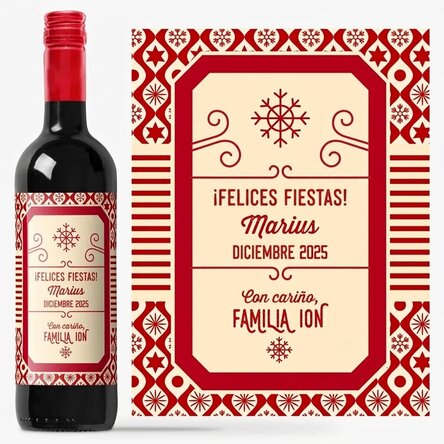Vino personalizado con texto - Modelo de Navidad