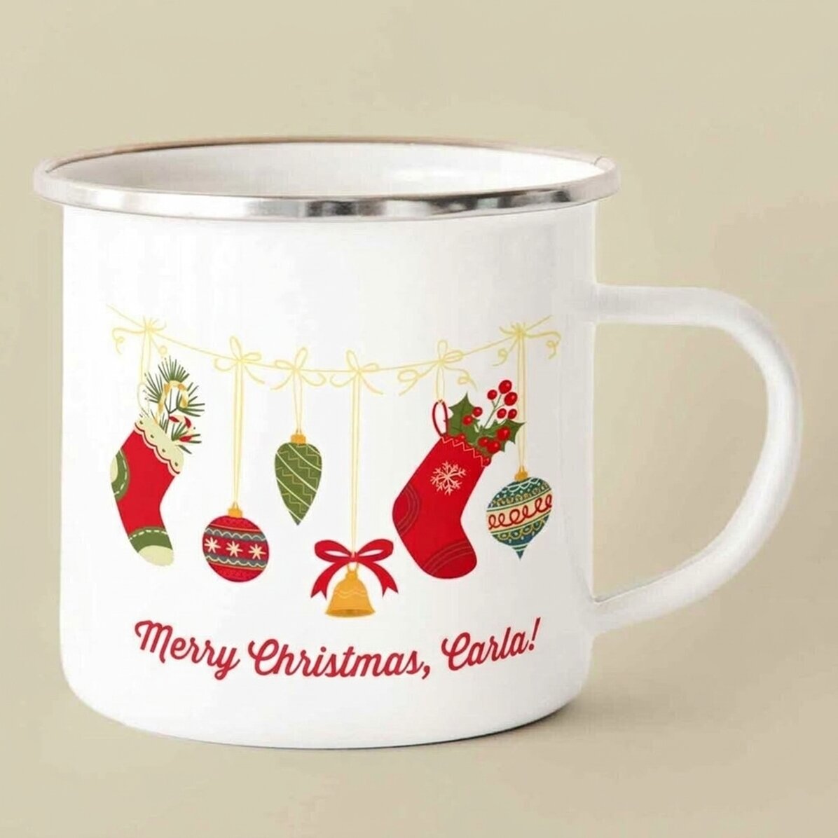 Taza esmaltada personalizada con texto - Calcetines