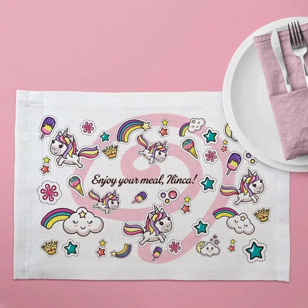 Soporte para plato personalizado - modelo de unicornios