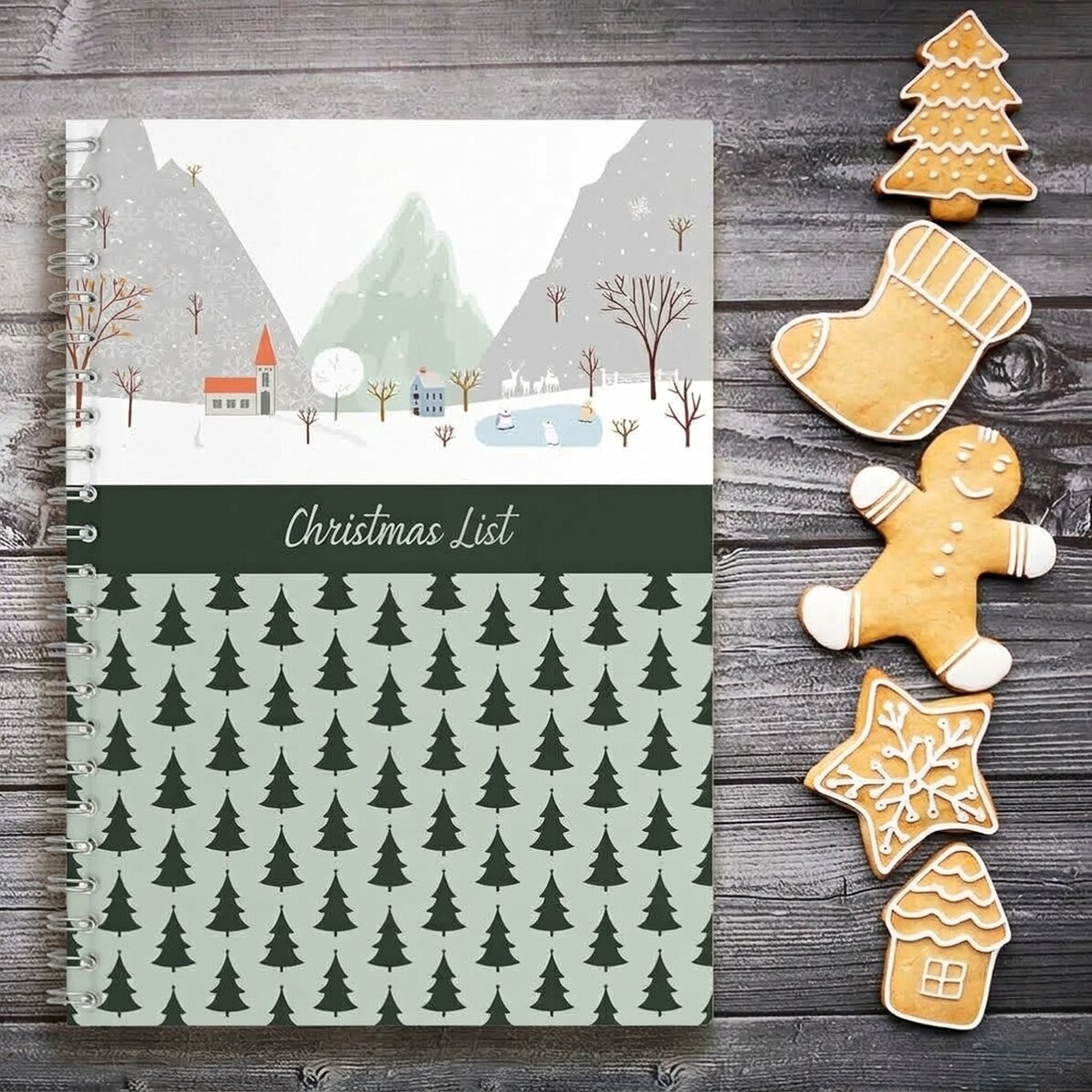 Cuaderno personalizado con texto: «Lista de Navidad»