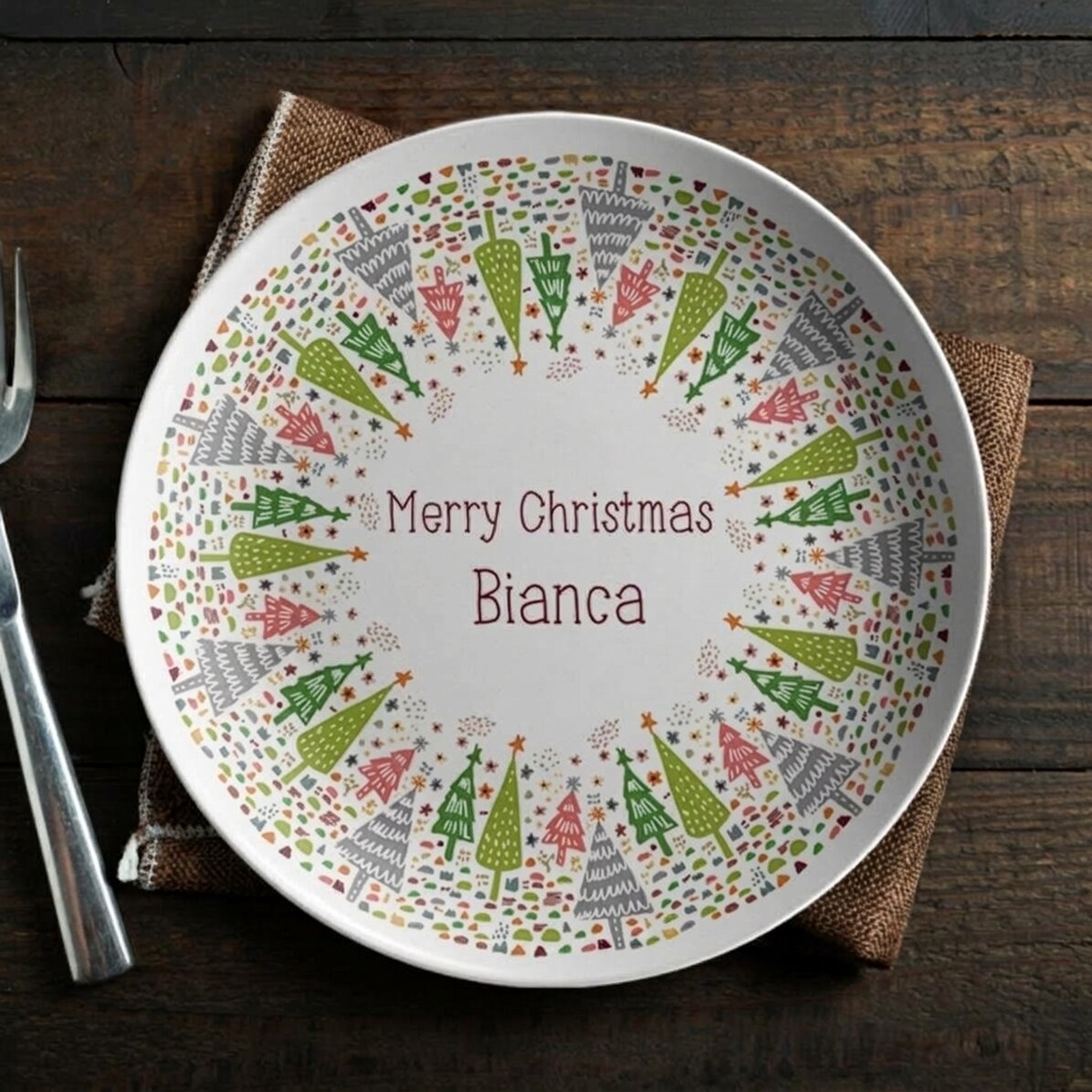 Plato personalizado con texto - Navidad
