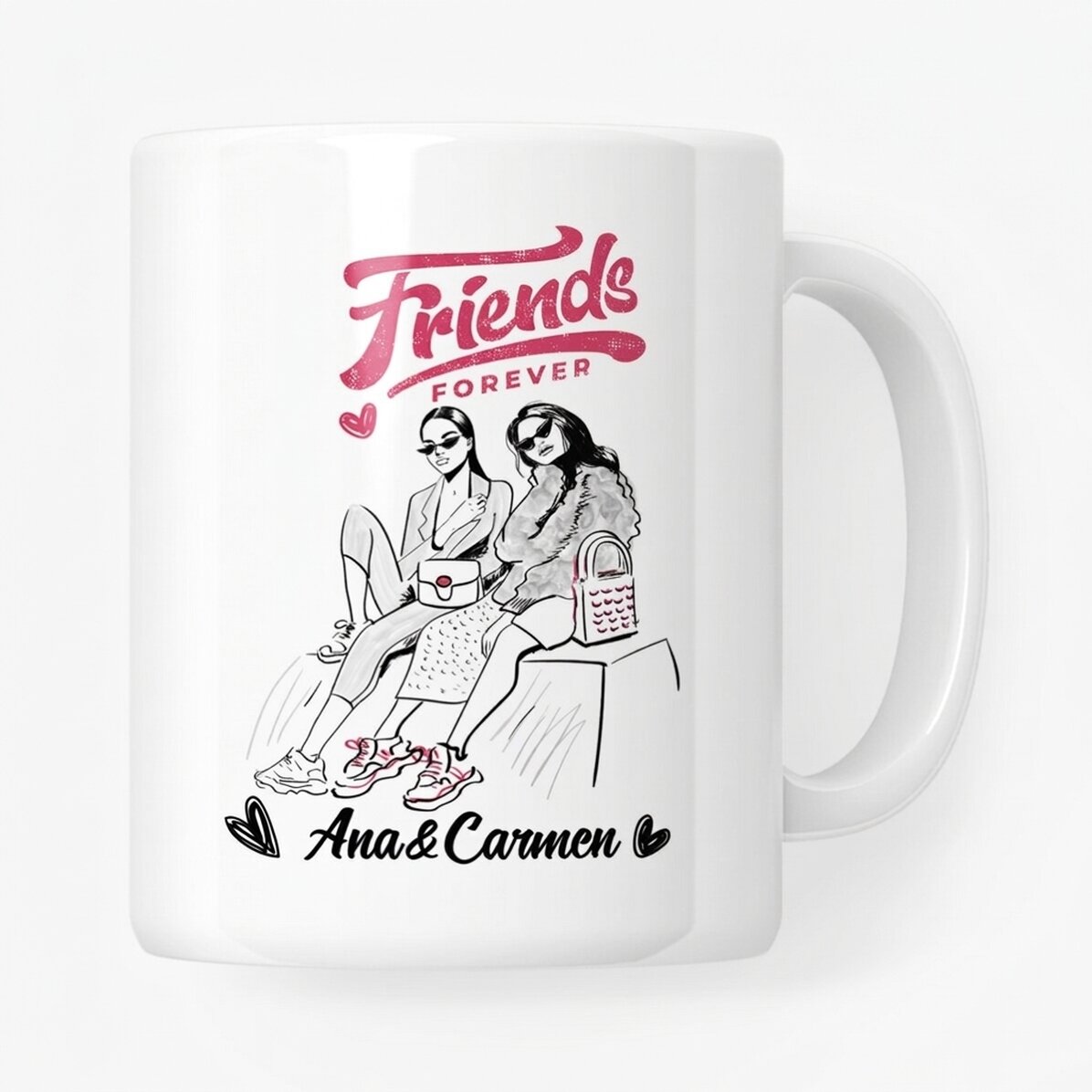 Taza personalizada con texto: «Best friends»