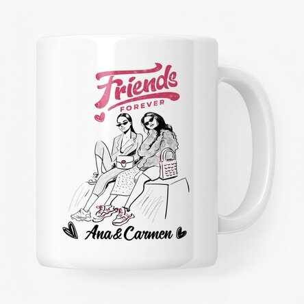 Taza personalizada con texto: «Best friends»