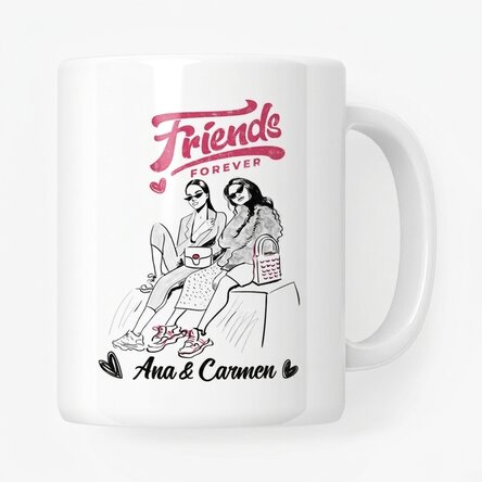 Taza personalizada con texto: «Best friends»
