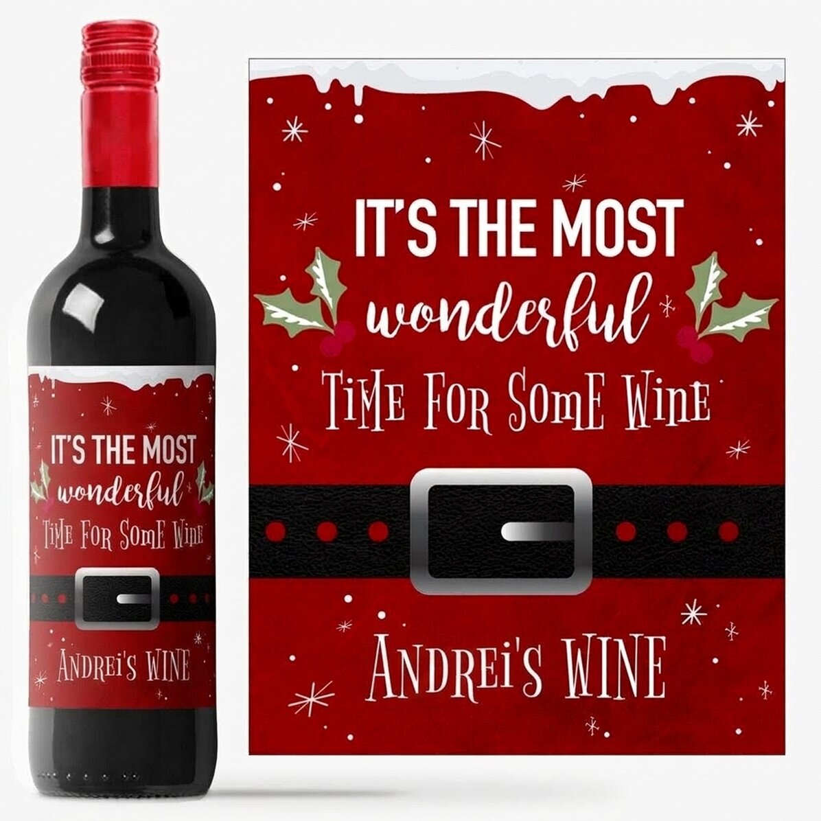 Vino personalizado con texto: «Most wonderful time»