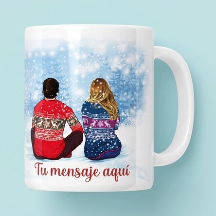 Taza personalizada con el nombre de la pareja - Feliz Navidad