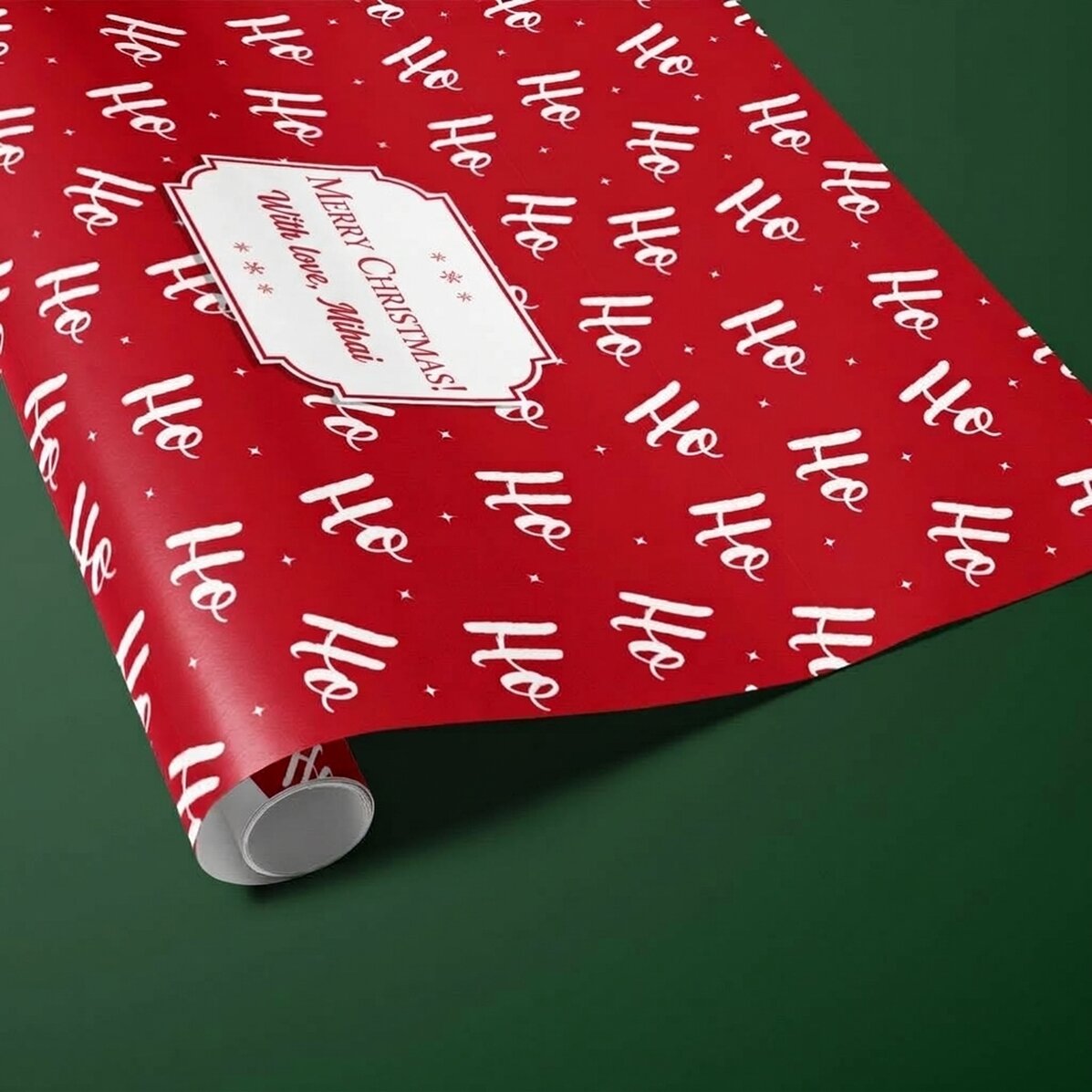 Papel de regalo personalizado con texto enmarcado - HoHoHo