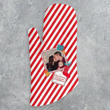 Manopla de cocina personalizada con foto y texto - Candy Cane