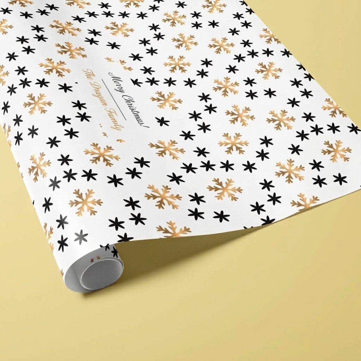 Papel de regalo personalizado con texto enmarcado - Snowflakes