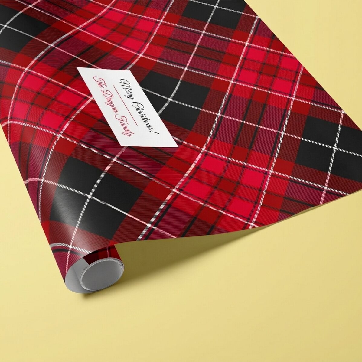 Papel de regalo personalizado con texto enmarcado - Tartán