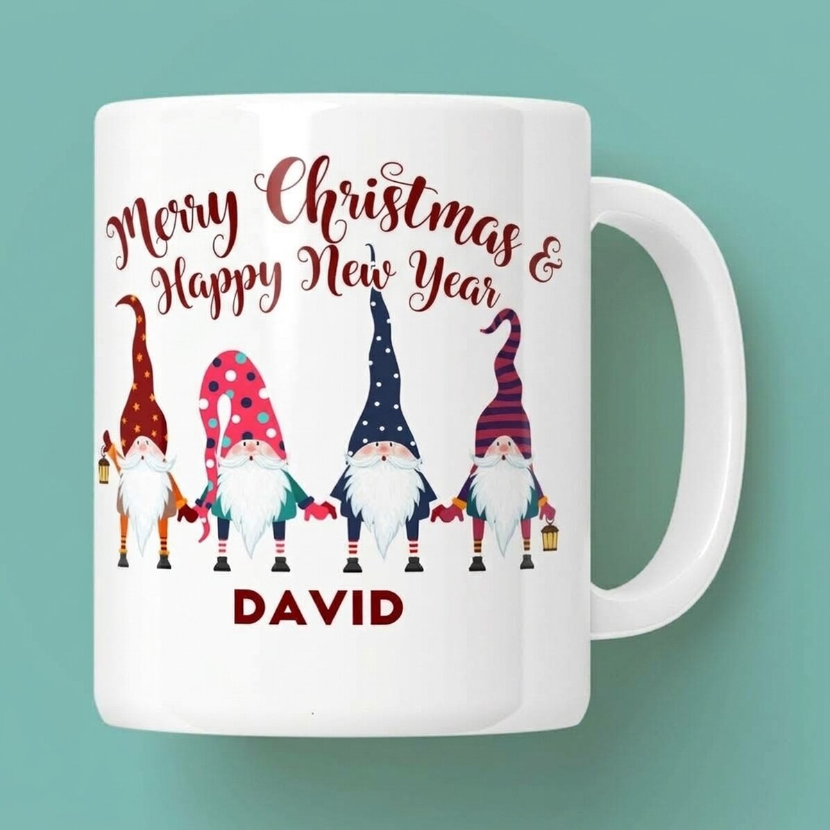 Taza personalizada con el texto «Santa is coming»
