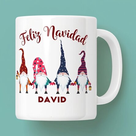 Taza personalizada con el texto «Santa is coming»